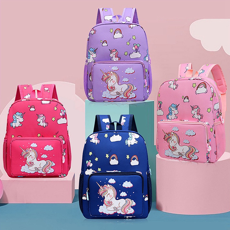 Ba Lô Đi Học Họa Tiết Kỳ Lân Hoạt Hình Đáng Yêu Dành Cho Bé