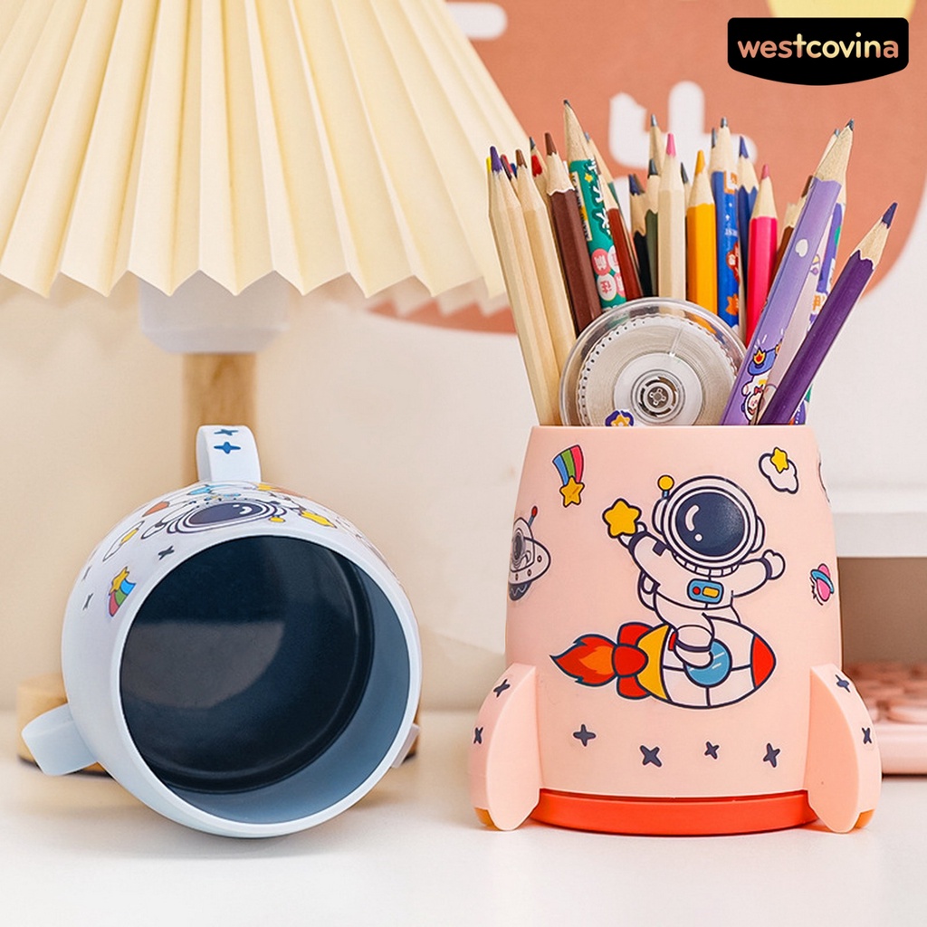 [COD]♪Hộp Đựng Bút Bằng PP Họa Tiết Hoạt Hình Tên Lửa Đa Năng Tiện Dụng