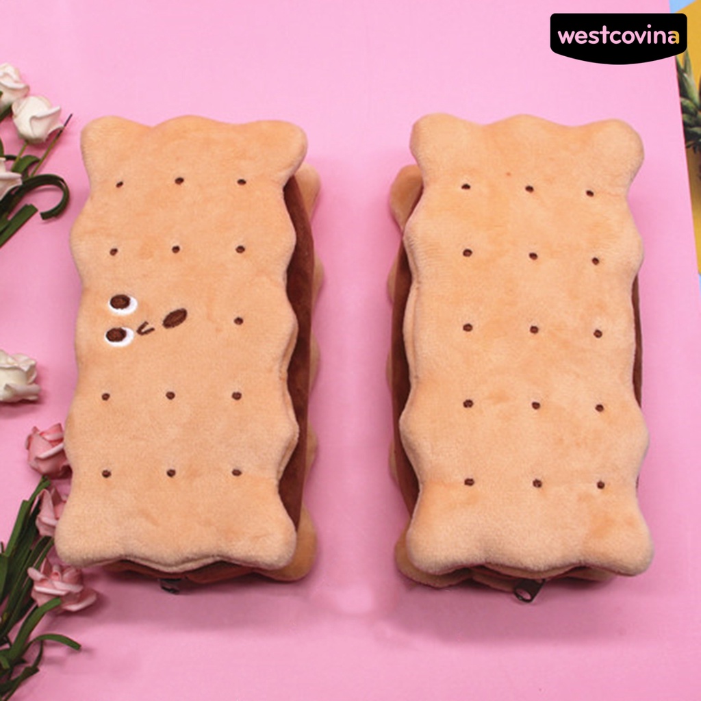 [COD]♪Túi Đựng Bút Hình Bánh Sandwich Bằng Nhung Có Khóa Kéo Siêu Mạnh