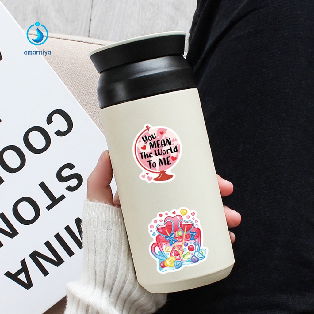 Set 50 Miếng Dán Trong Suốt Trang Trí Cốc Nước In Chữ AMAR Dễ Tháo Gỡ