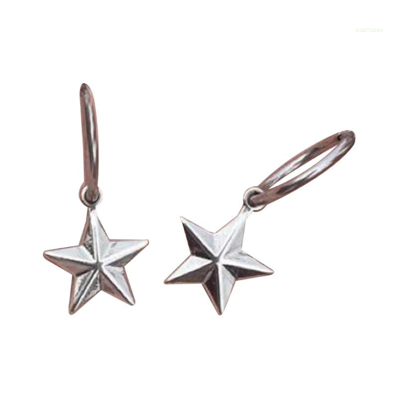 Bông Tai Y2K Hình Ngôi Sao Năm Cánh Màu Bạc Thời Trang Cho Nữ