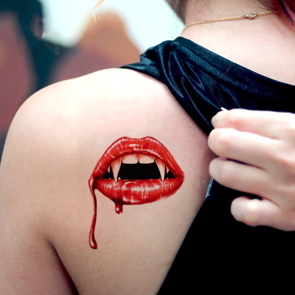 Set 10 Hình Xăm Dán Tạm Thời Chống Nước Siêu Mỏng Đa Năng Phong Cách Halloween