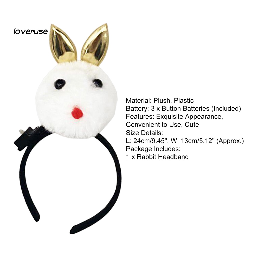 / Lo / Băng Đô Tai Thỏ Phát Sáng Không Phai Màu Đáng Yêu Cho Bữa Tiệc