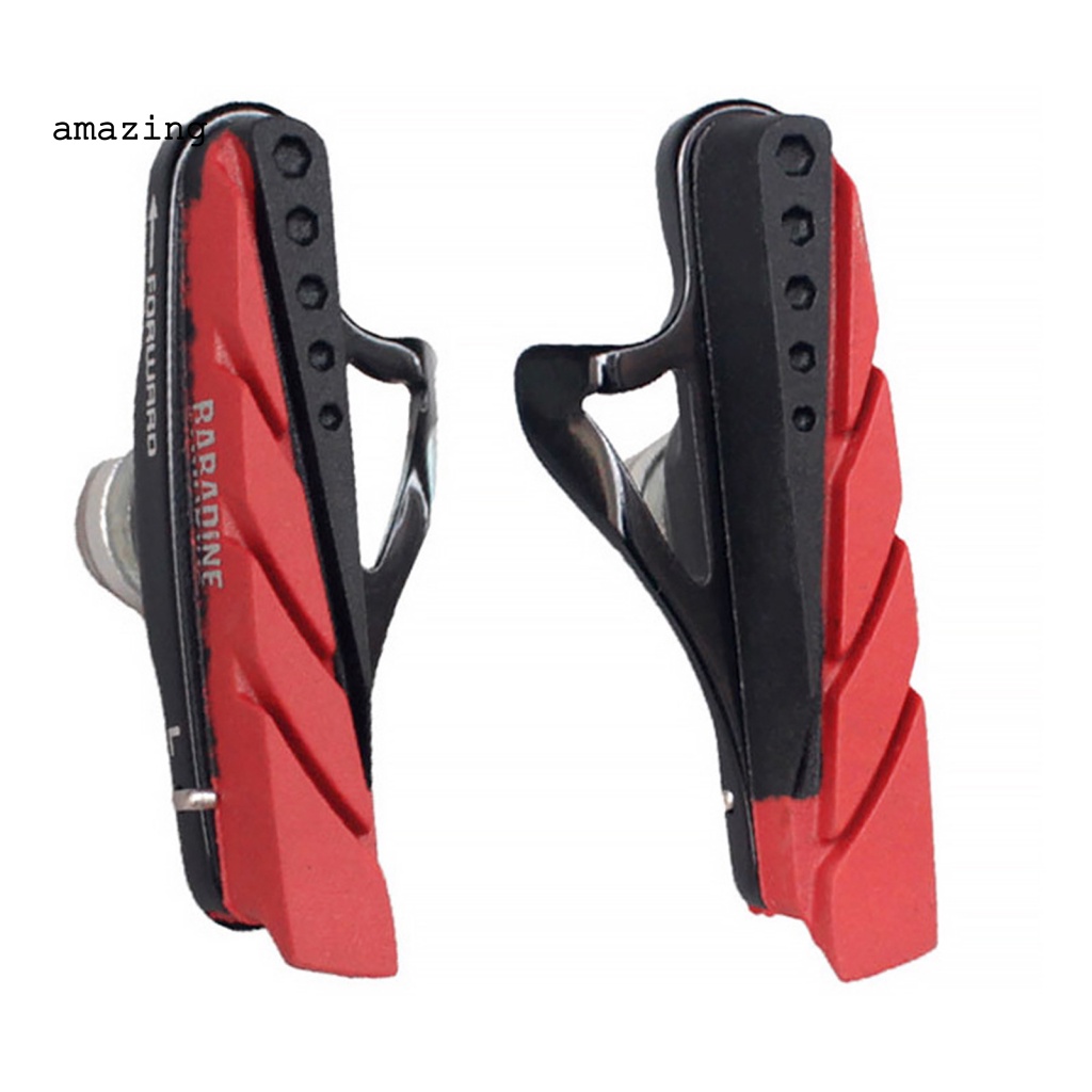 1 Cặp Má Phanh Xe Đạp Chữ V Màu Đỏ Đen Không Ồn
