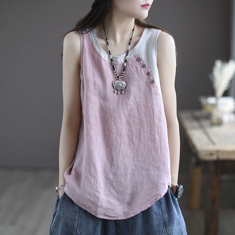 Áo Dây 100% Cotton Lanh Mỏng Dáng Rộng Phong Cách Mới Mùa Hè 2024