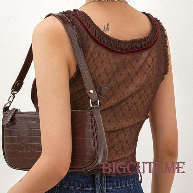 [] Áo Crop Top Lưới Mỏng Không Tay In Hoa Cổ Xẻ Tà Ôm Dáng Vừa Vặn Cho Nữ