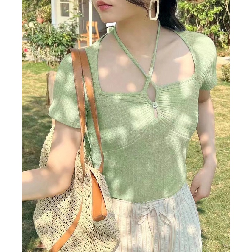 Áo Thun Nữ Ngắn Tay Cổ Tròn Thời Trang Hàn