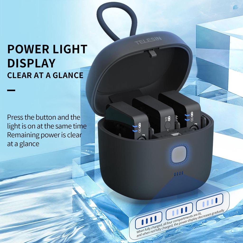 TELESIN Hộp Sạc Micro Không Dây 3 Rãnh TE-WMB-001 Tích Hợp Pin 4000mAh Type-C 18W Tiện Dụng