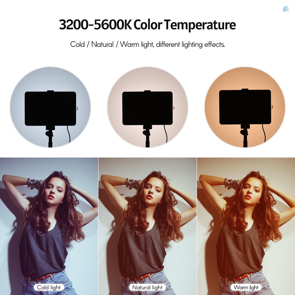 Bộ Đèn LED Video RGB Andoer Di Động 2 * 7 Màu 3200K-5600K 10 Cấp Độ Sáng + Gậy Ba Chân Max.148cm / 58in