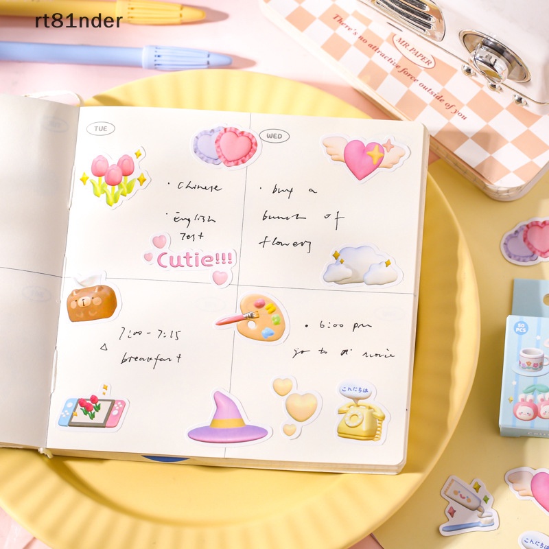 Rt Bộ 50 Nhãn Dán Hình Động Vật Marshmallow Trang Trí Sổ Tay Nhật Ký Album Điện Thoại Sổ Kế Hoạch