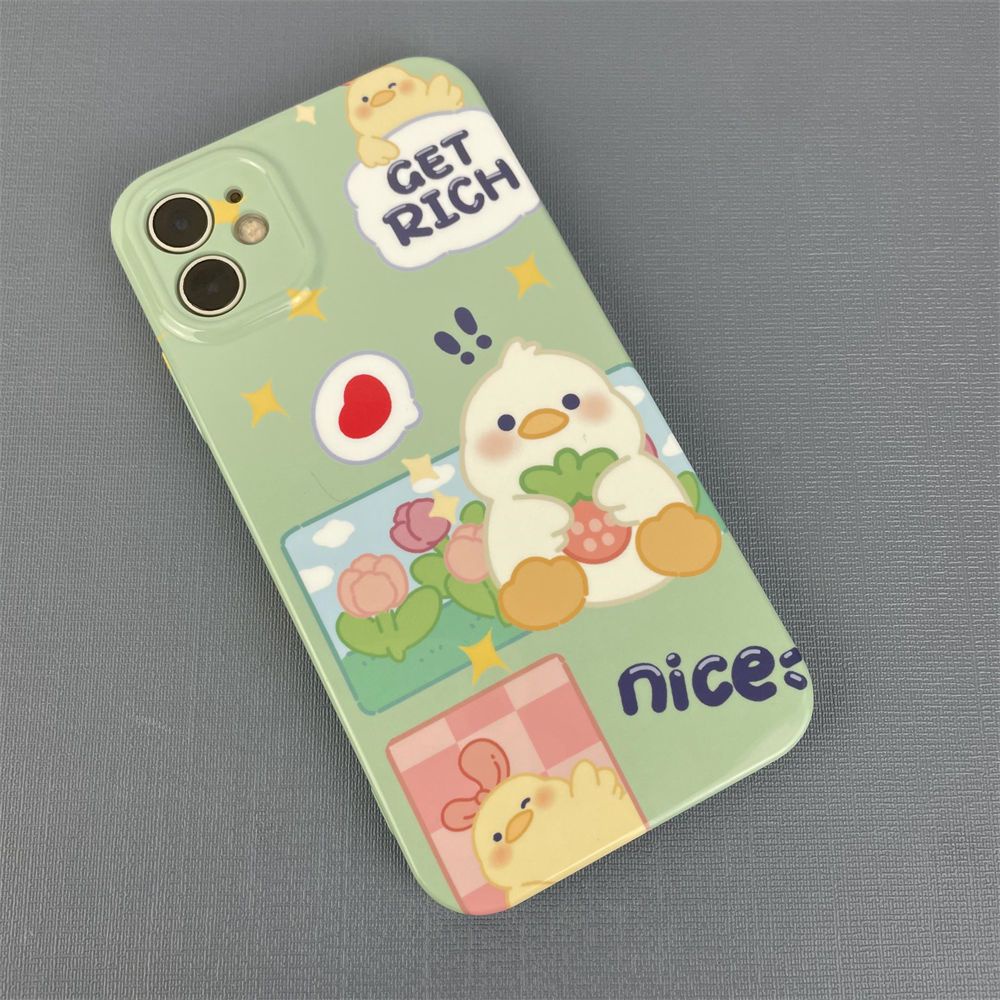 Ốp Điện Thoại Họa Tiết Hoạt Hình Chú Vịt / Dâu Tây Dễ Thương Cho iPhone12 X / XS8 7FW5 11 13 plus
