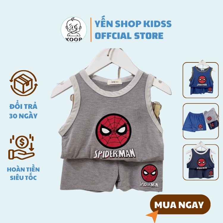 Sale ! Đồ Bộ ba lỗ XOOP cotton lụa mặc nhà XOOP in hình siêu nhân cho bé trai bé gái (12-24kg) BL12, Yến Shop Kidsss
