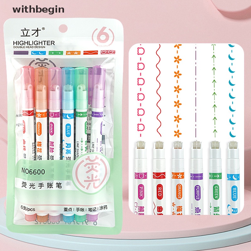 Bộ 6 Bút Đánh Dấu Đầu Lăn Nhiều Đường Viền Cong Nhiều Họa Tiết Graffiti Nghệ Thuật