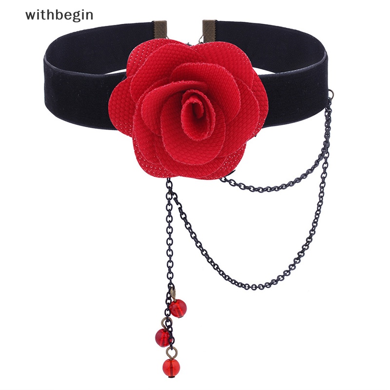 Vòng Cổ Choker Ren Phối Mặt Hoa Hồng Phong Cách Gothic Cổ Điển Cho Nữ