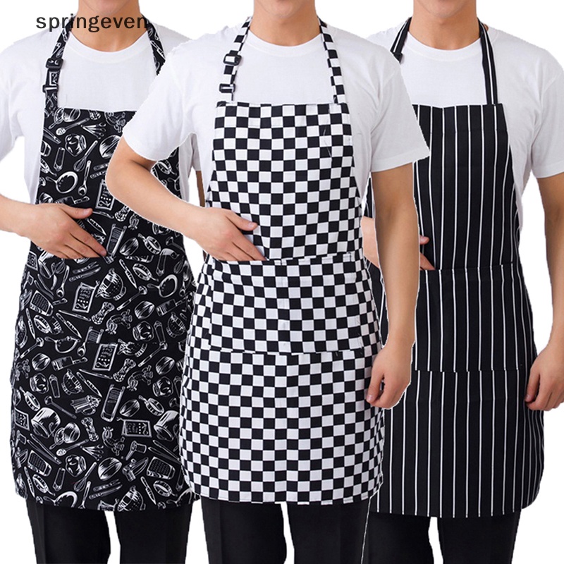 Tạp Dề Nấu Ăn Nửa Thân Họa Tiết Kẻ Sọc Có Thể Điều Chỉnh Độ Dài