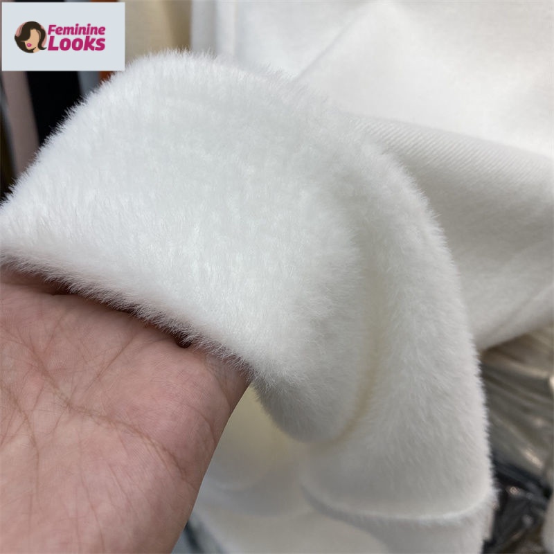 Áo Dệt Kim Tay Dài Cổ Cao Lót Lông Cừu Dày Màu Sắc Đơn Giản Thời Trang