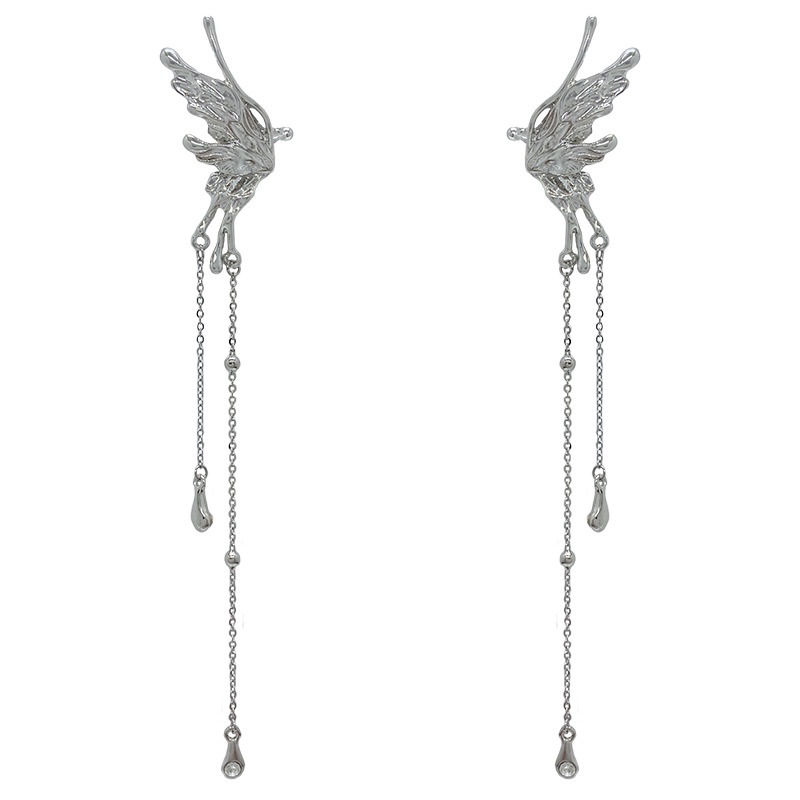 Bông Tai Kim Loại Dạng Kẹp Hình Bướm Kiểu vintage Hàn Quốc Cao Cấp Không Cần Xỏ Lỗ