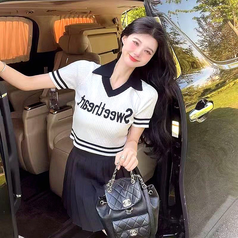 Áo Thun Tay Ngắn Dệt Kim Mỏng Thêu Họa Tiết Màu Hồng Thời Trang Mùa Hè Cho Nữ