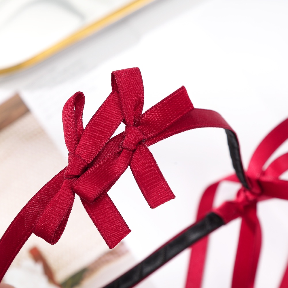 Haimeikang Băng Đô Vải Thắt Nơ Mỏng Màu Trơn Ngọt Ngào Cho Nữ