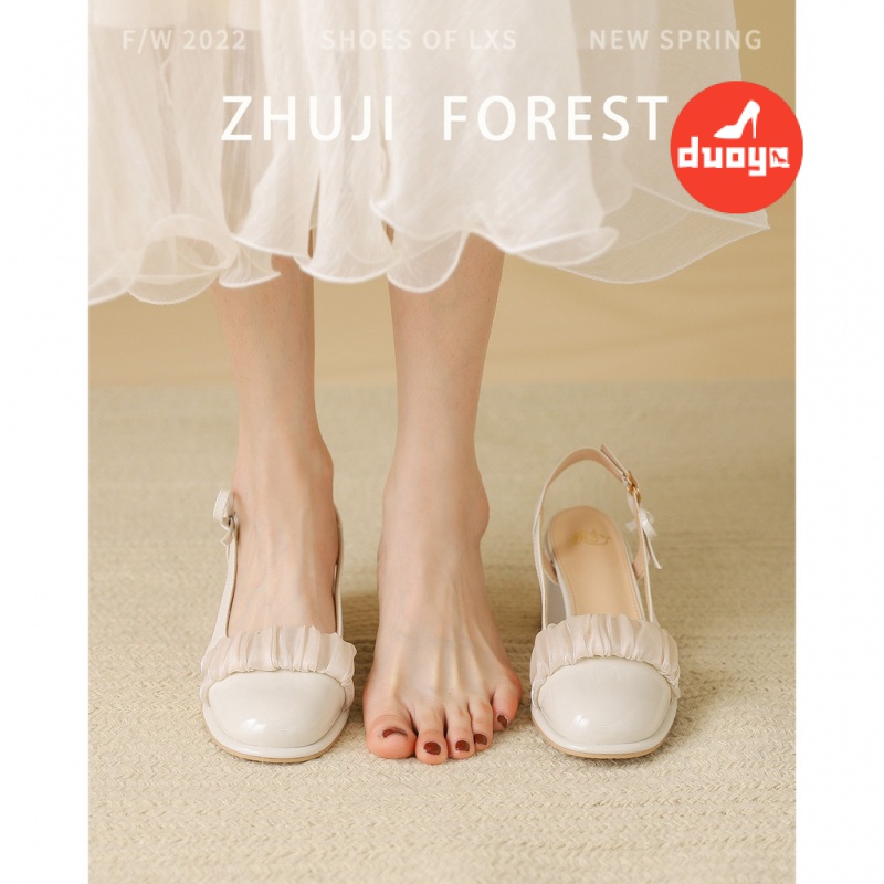 Duoya Factory~[Hàng Có Sẵn] Giày Sandal Thể Thao Gót Cao Dày Dặn Kiểu Nơ Bướm Bạc Dày Chống Mòn Chống Va Đập Phong Cách Mùa Hè Kiểu Mới 2022 Cho Nữ