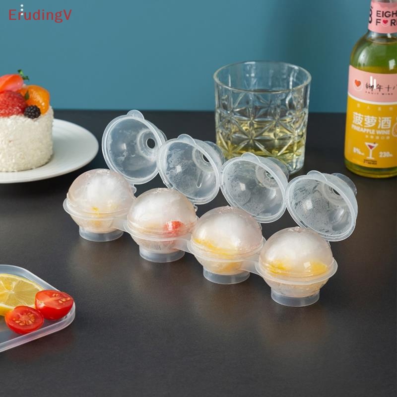 Khuôn Làm Kem 4 Ngăn Hình Tròn Bằng Nhựa Tiện Dụng DIY
