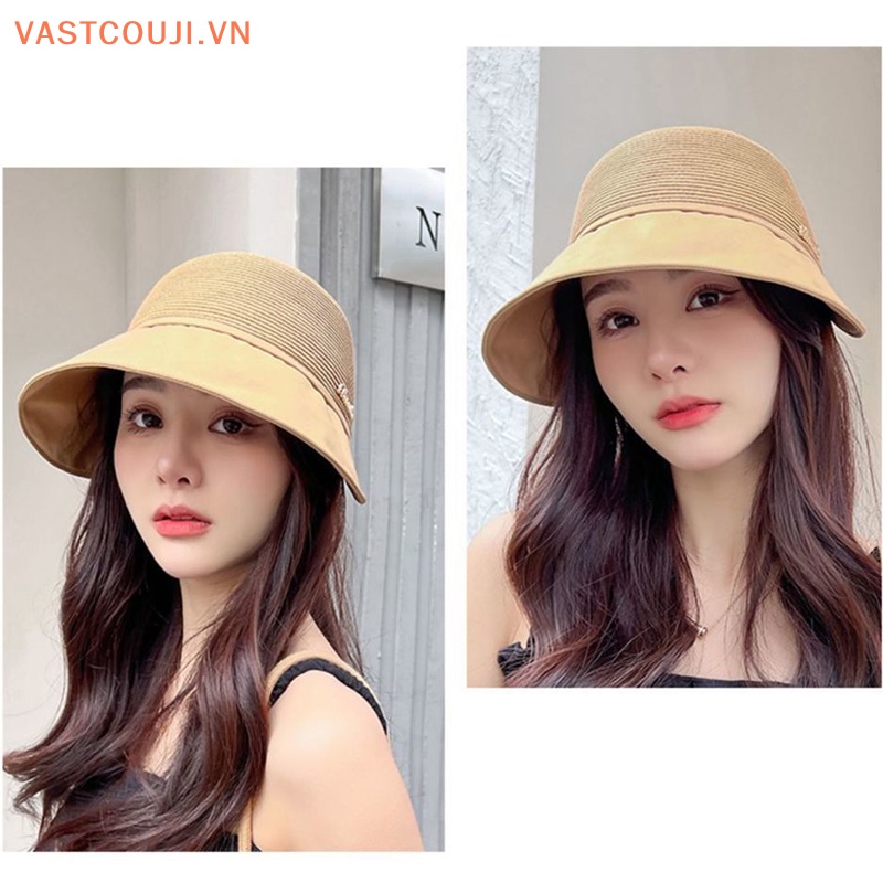 Nón Tai Bèo Đan Cói Rộng Vành Thoáng Khí Chống Tia UV Thời Trang Đi Biển Mùa Hè Cho Nữ