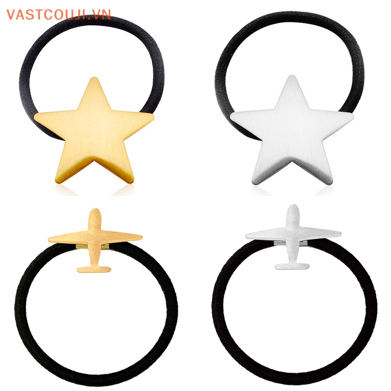 Dây Cột Tóc Hình Ngôi Sao Năm Cánh Bằng Kim Loại Thời Trang Harajuku Cho Nữ