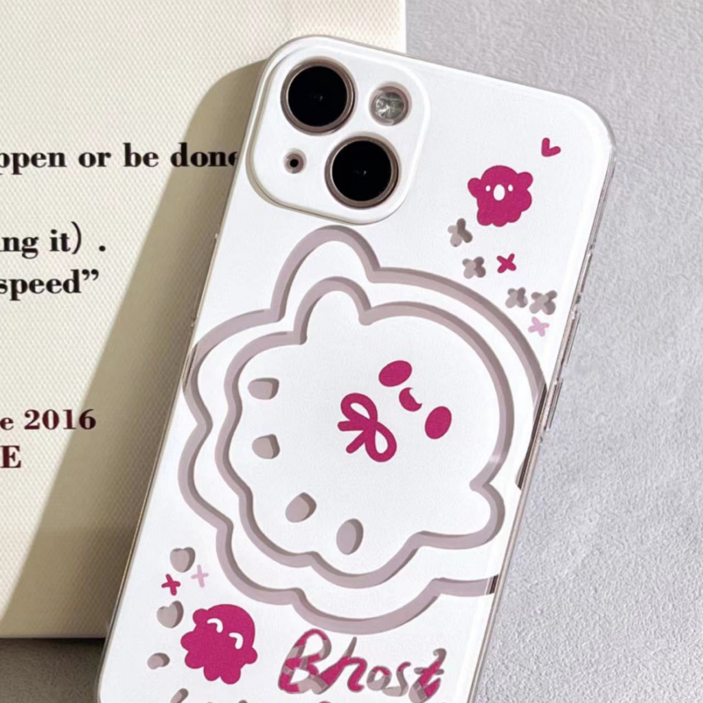 ✅Ốp Điện Thoại Thời Trang Sang Trọng Cho Iphone111412Ốp Điện Thoại Trong Suốt Màu Trắng / Kem Hình Ma Nhỏ Cho iPhone13pro 8 xs