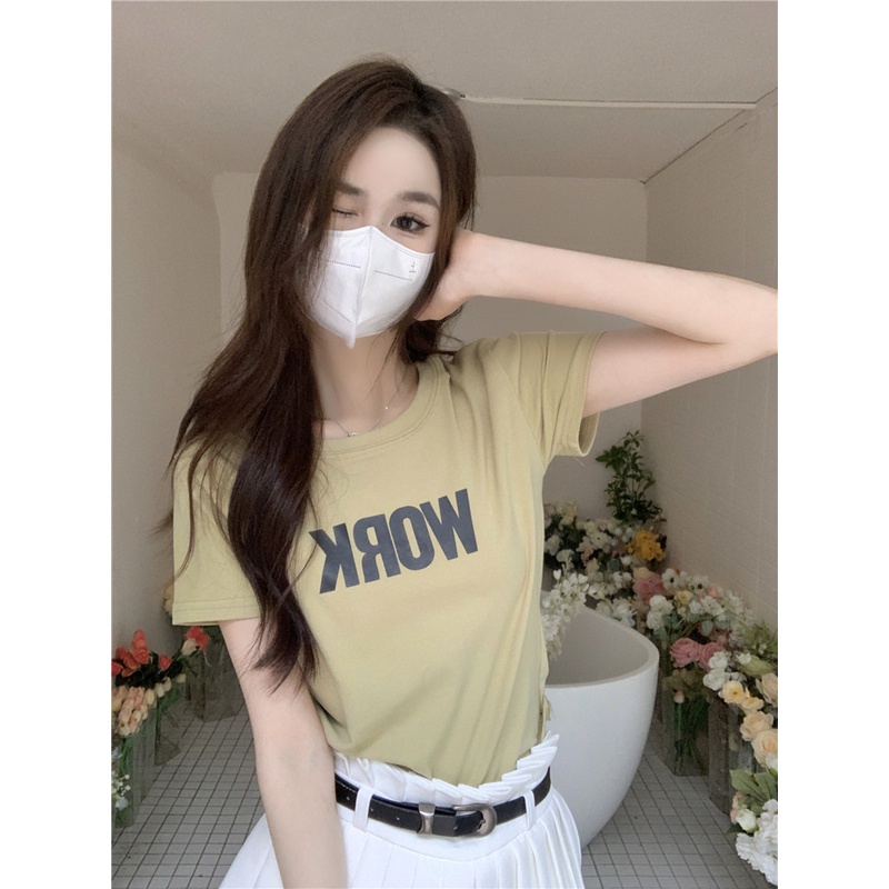 Áo Thun Tay Ngắn Cổ Tròn In Chữ Thời Trang Dành Cho Nữ