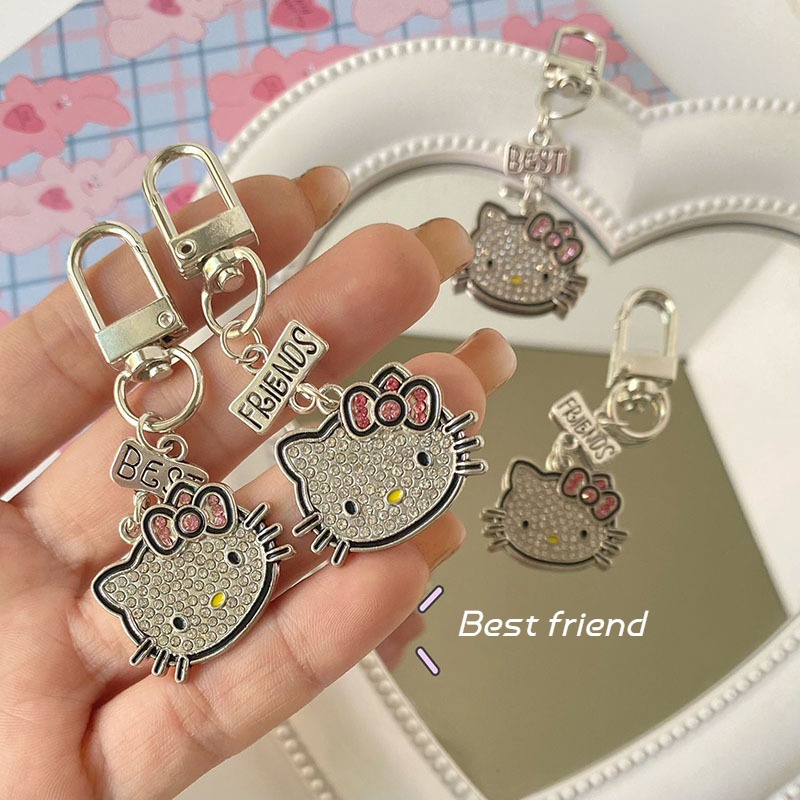 Móc Khóa Hình Mèo Kitty Đính Đá Hoạt Hình Dễ Thương