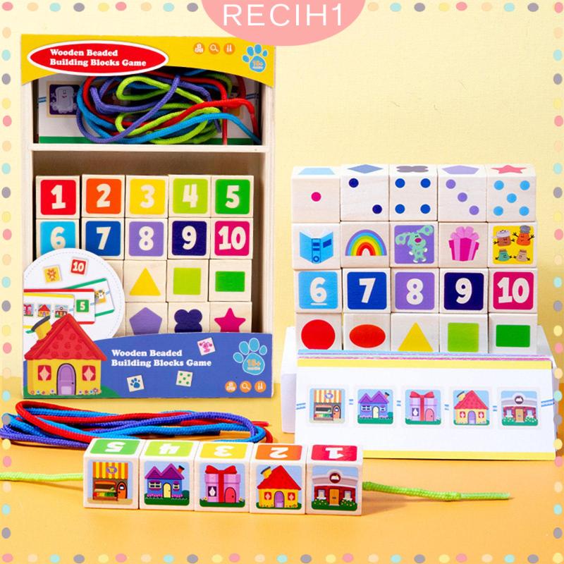 Đồ Chơi Xỏ Dây Hạt Gỗ Màu Cầu Vồng Giáo Dục Theo Phương Pháp Montessori Cho Bé 3 4 5 Tuổi