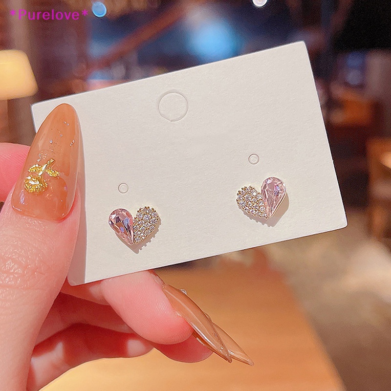1 Đôi Bông Tai Hình Trái Tim Đính Đá Thời Trang Dành Cho Nữ Mới
