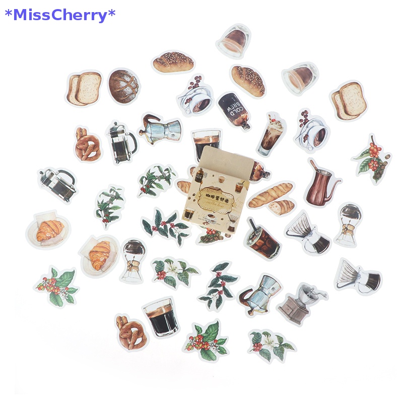 Hộp 46 Miếng Dán Chủ Đề Cà Phê Cổ Điển Trang Trí Điện Thoại / Sổ Tay / Sổ Ghi Kế Hoạch Mới