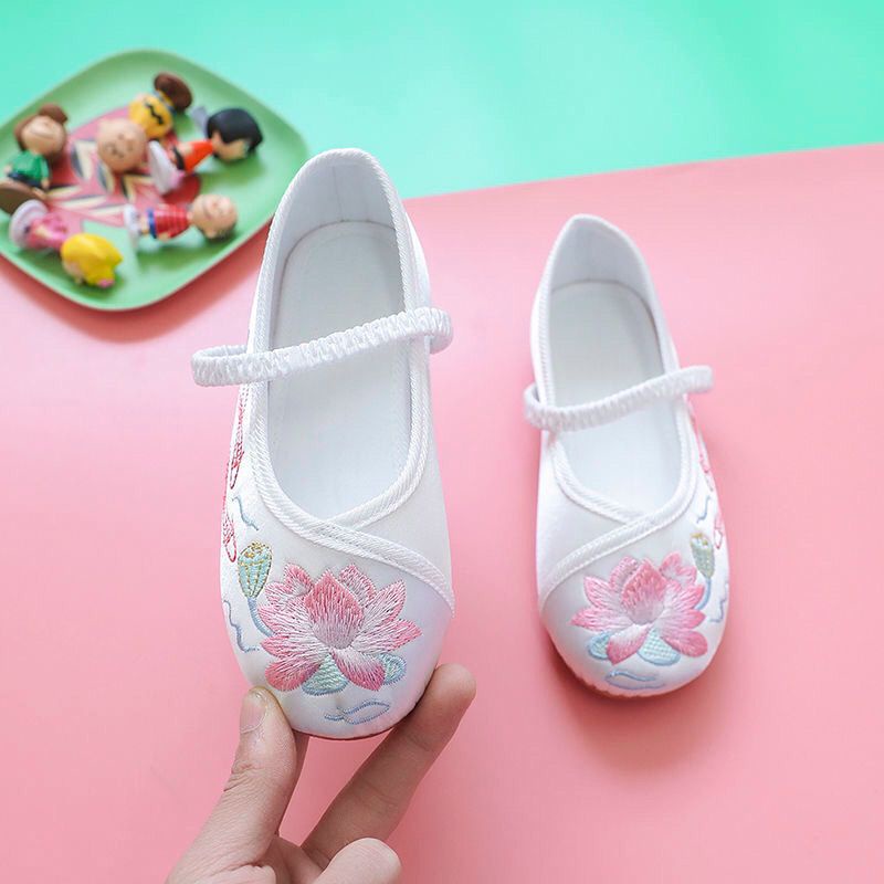Giày Búp Bê Thêu Họa Tiết Phong Cách Trung Hoa Cổ Điển Xinh Xắn Dành Cho Các Bé
