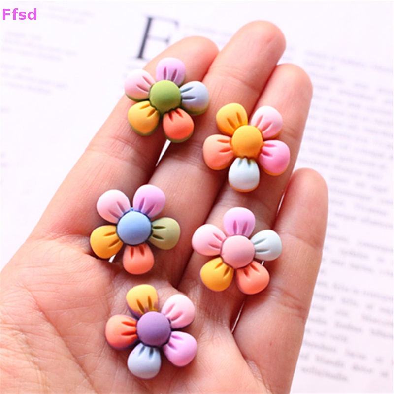 {Ffsd} Set 10 Kẹp Tóc Hình Hoa Năm Cánh Bằng Nhựa Resin Màu Đục Thủ Công DIY Bán Chạy *