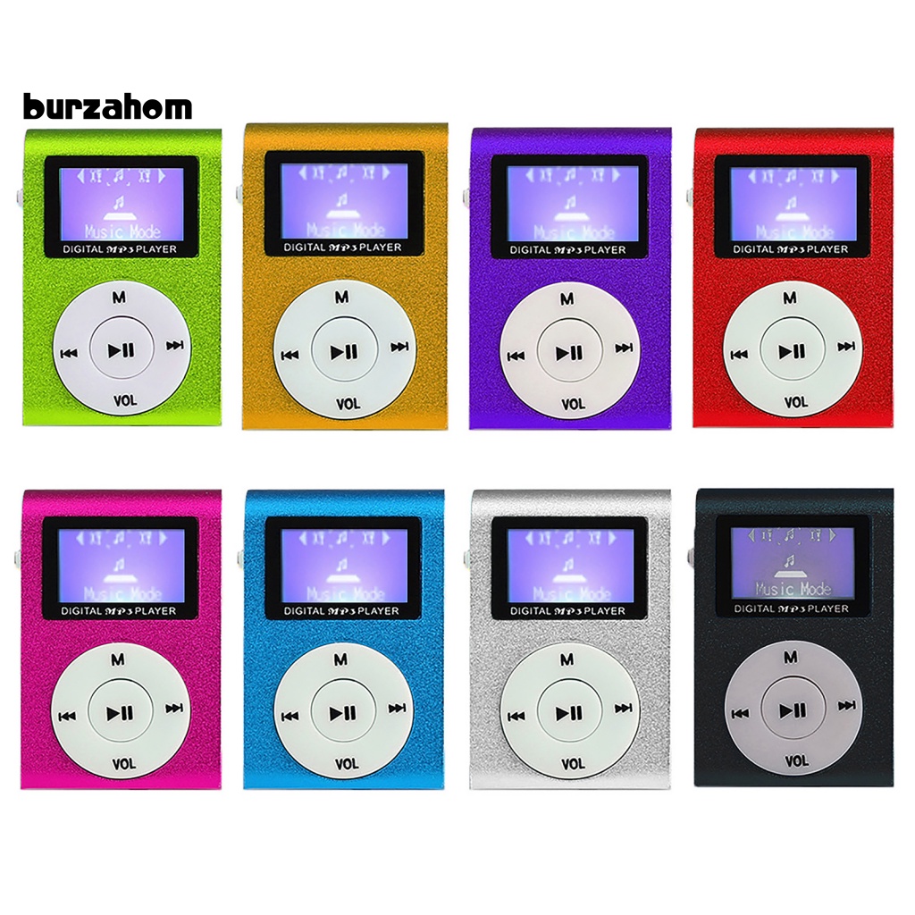 Máy Nghe Nhạc MP3 Mini Màn Hình LCD Hỗ Trợ Thẻ TF Có Kẹp Kim Loại Cổng USB