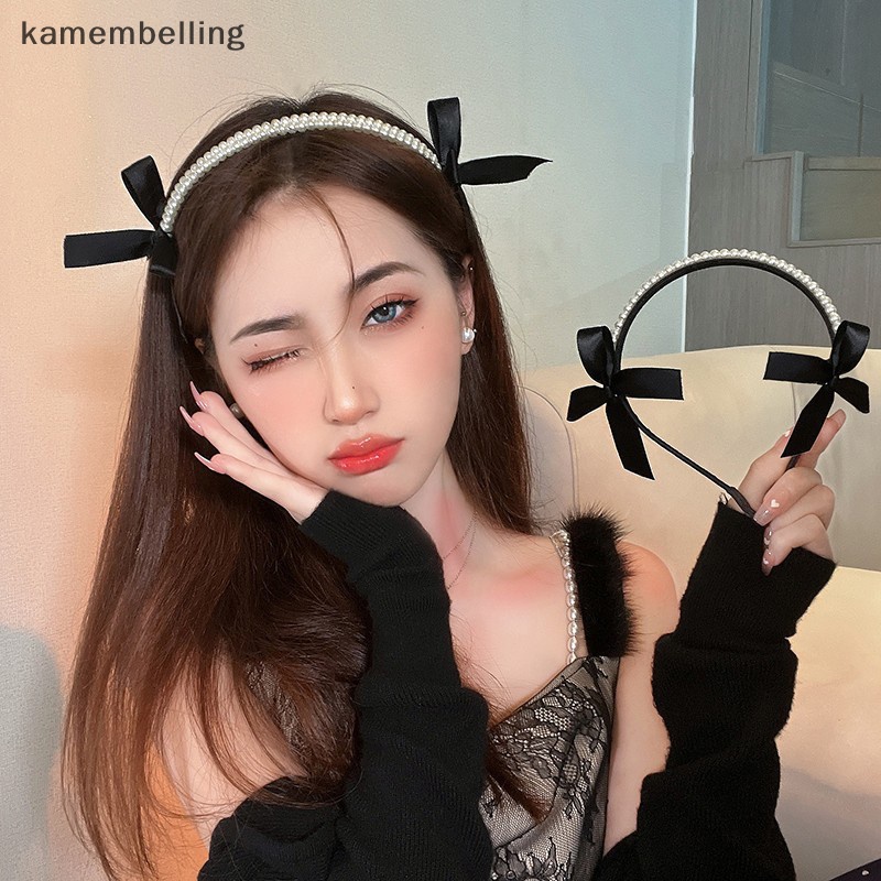 Băng Đô Nơ Đen Đính Ngọc Trai Thời Trang Cho Nữ