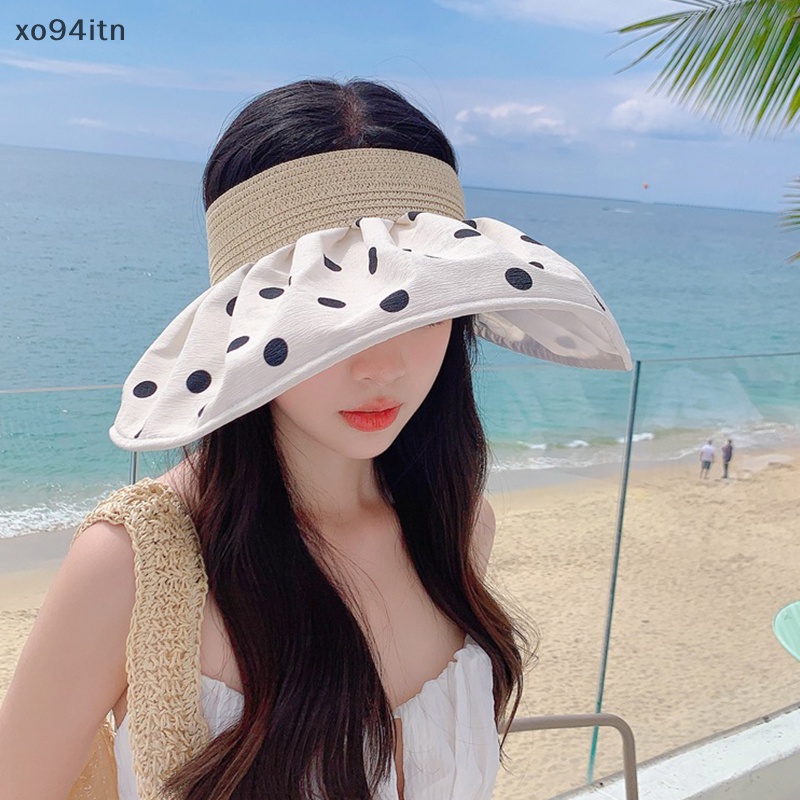Nón Rộng Vành Mềm Mại Chống Nắng / Tia UV Họa Tiết Chấm Bi Có Thể Gấp Gọn Cho Nữ