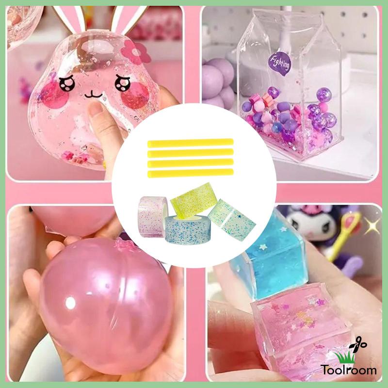 Bộ 4 Cuộn Băng Dính Nano Lấp Lánh Trong Suốt Dùng Trang Trí Thủ Công DIY