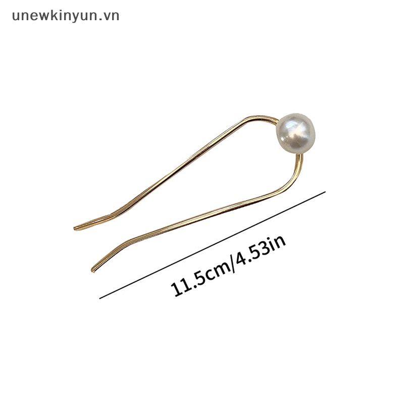 Trâm Cài Tóc Chữ U Đính Ngọc Trai Bằng Kim Loại Thời Trang Cho Nữ