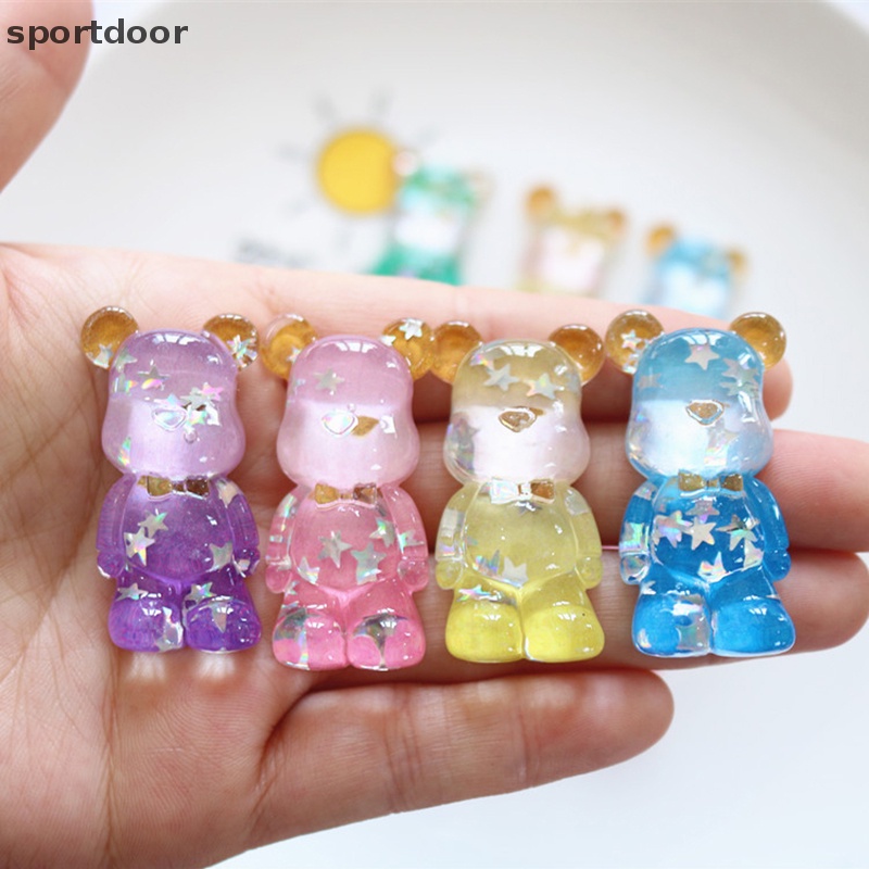 [sportoutdoor] Kẹp Tóc Nhựa Resin Trong Suốt Lưng Phẳng Hình Gấu Hoạt Hình Đáng Yêu [out]