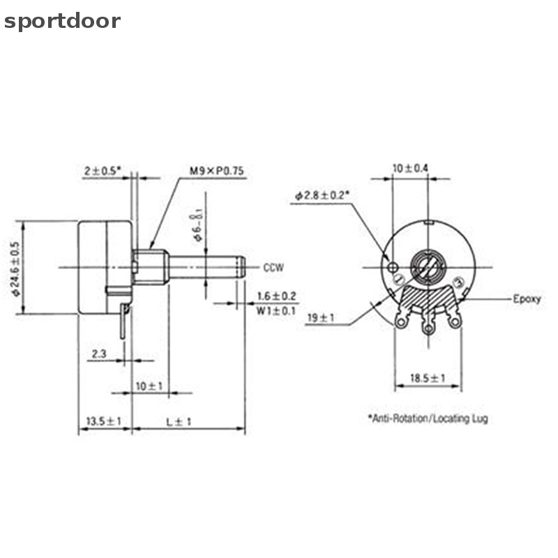 1 Bộ Chiết Áp Xoay Phim Carbon RV24YN20S Có Núm Vặn