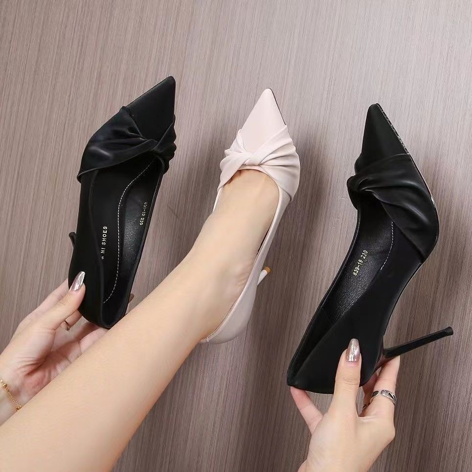 Giày Cao Gót Mũi Nhọn Thiết Kế Mới Mỏng Thời Trang Theo Phong Cách Pháp Cho Nữ