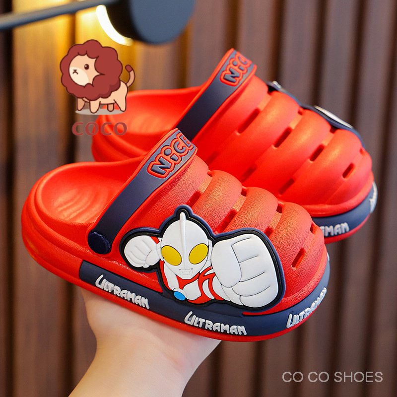 Dép Sandal Đục Lỗ Thoáng Khí Chống Trượt In Hình Ultraman Thời Trang Mùa Hè Cho Bé Trai Và Gái
