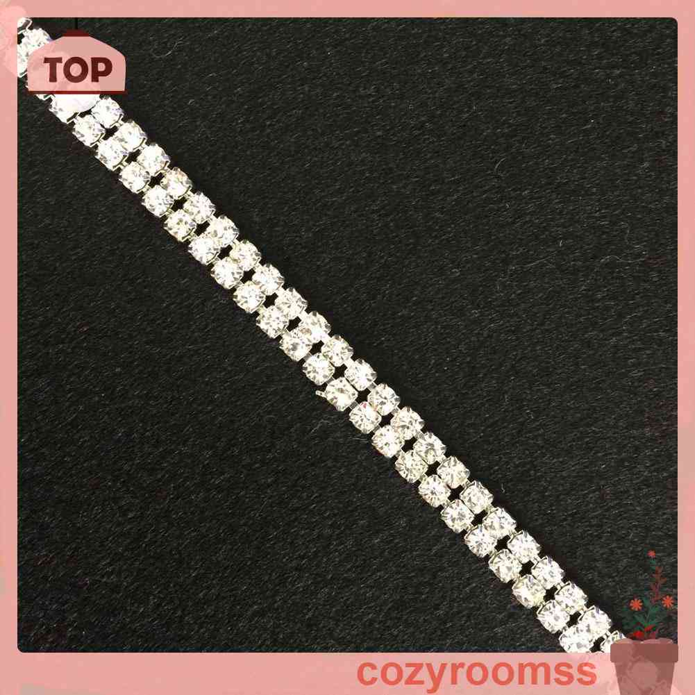 Dây Xích 2 Vòng Màu Bạc x 1 yard SS16 Trong Suốt Đính Đá Thời Trang Cho Nữ SS16