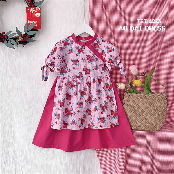 Váy áo dài Hồng Sen - ZUNKids