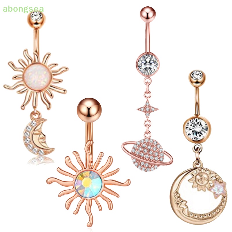 Khuyên Rốn Đính Đá Zircon Hình Mặt Trăng Thời Trang Cho Nữ