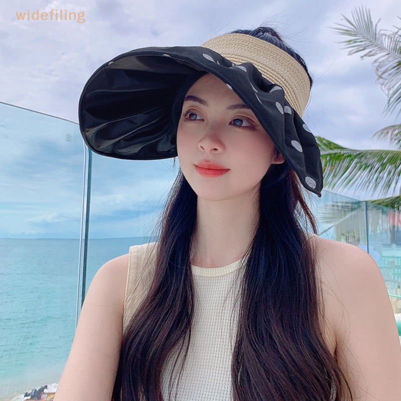 Nón Rộng Vành Chống Nắng Tia UV Mềm Mại Họa Tiết Chấm Bi Có Thể Gấp Gọn Dành Cho Nữ