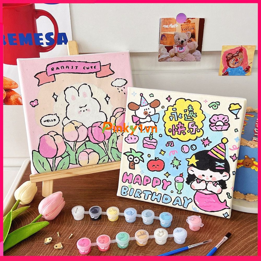 Tranh Sơn Dầu 20X20Cm Kèm Khung Dùng Để Trang Trí