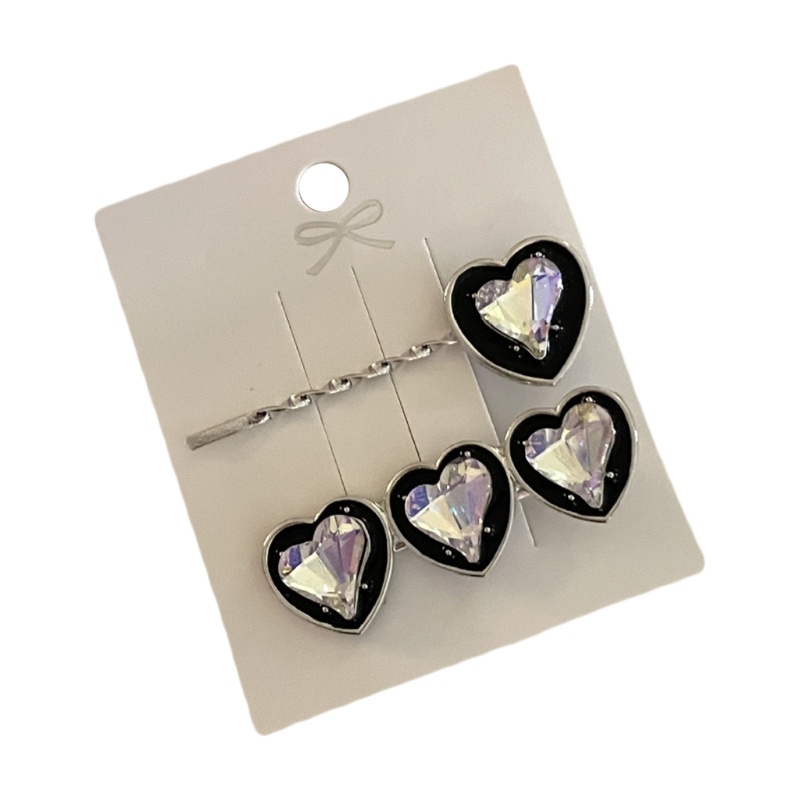 Set 2 Kẹp Tóc Hình Trái Tim Đính Đá Lấp Lánh Thời Trang